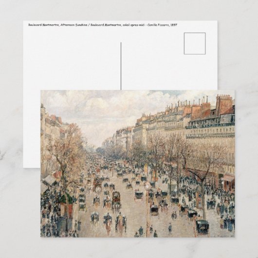 Pissarro - Boulevard Montmartre, Middagzon Briefkaart (Voorkant / Achterkant)