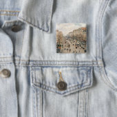 Pissarro - Boulevard Montmartre, Middagzon Vierkante Button 5,1 Cm (In situ)