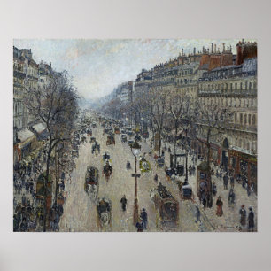 Pissarro - Boulevard Montmartre Ochtend Grijze Wee Poster