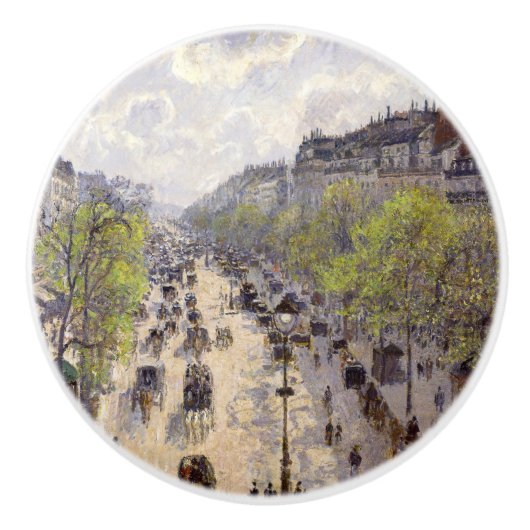 Pissarro - Boulevard Montmartre - Spring Keramische Knop (Voorkant)