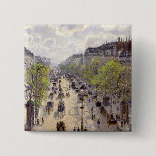 Pissarro - Boulevard Montmartre - Spring Vierkante Button 5,1 Cm