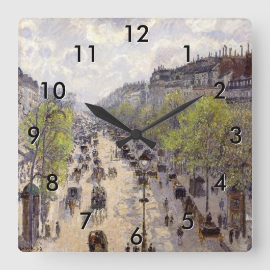 Pissarro - Boulevard Montmartre - Spring Vierkante Klok (Voorkant)
