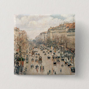 Pissarro - Boulevard Montmartre, vanmiddag Sun Vierkante Button 5,1 Cm