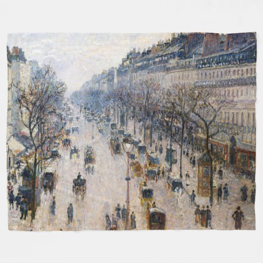 Pissarro - Boulevard Montmartre, Winterochtend Fleece Deken (Voorkant (Horizontaal))