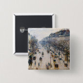 Pissarro - Boulevard Montmartre, Winterochtend Vierkante Button 5,1 Cm (Voorkant /achterkant)