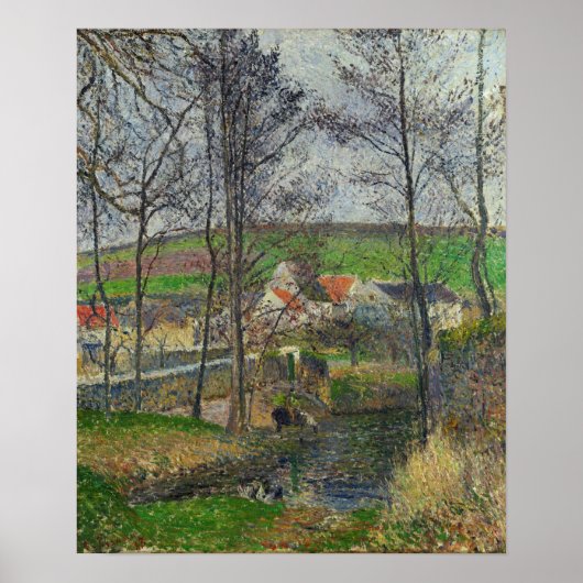 pissarro - de banken van de viool bij Osny Poster (Voorkant)