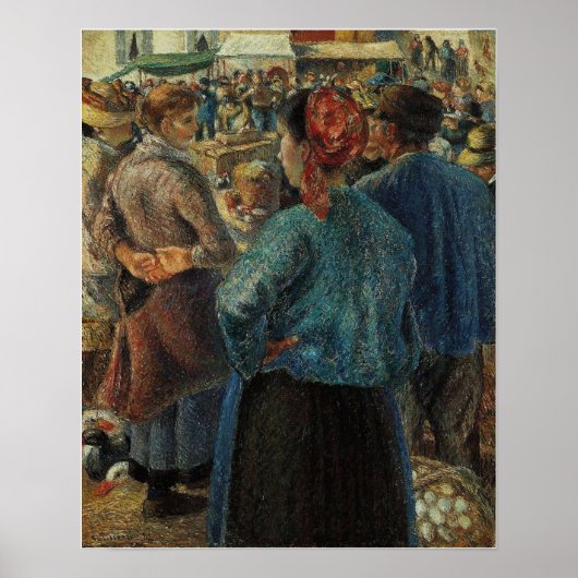 pissarro - de pluimveemarkt in pontoise 1882 poster (Voorkant)