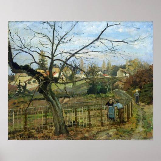 Pissarro - Gesprek Bij Hek 1872 Poster (Voorkant)