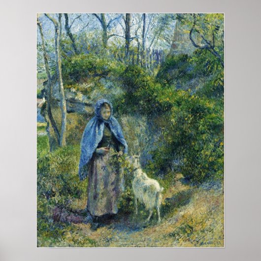 Pissarro - Herderin En Geit 1881 Poster (Voorkant)