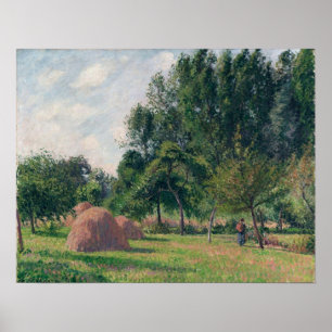 Pissarro - Hooibergen Ochtend Eragny 1899 Poster