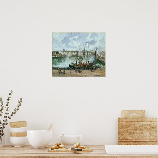 Pissarro - Inner Harbour Dieppe High Tide Morning Poster (Keuken)