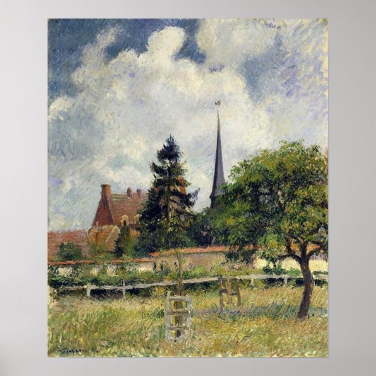 Pissarro - Kerk in Eragny 1884 Poster (Voorkant)