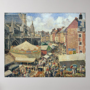 Pissarro - Kermis in Dieppe Zonnige Ochtend 1901 Poster