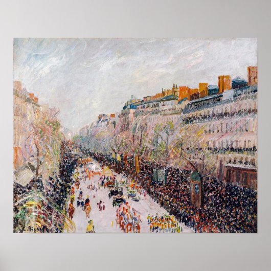 Pissarro - Montmartre, Carnaval op de Boulevard Poster (Voorkant)