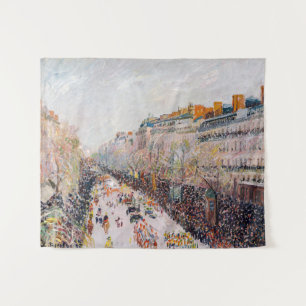 Pissarro - Montmartre, Carnaval op de Boulevard Wandkleed