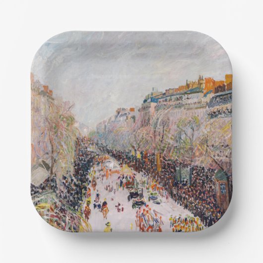 Pissarro - Montmartre, Mardi Gras op de Boulevard Papieren Bordje (Voorkant)