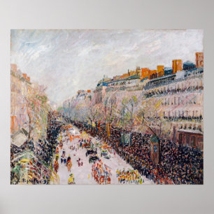 Pissarro - Montmartre, Mardi Gras op de Boulevard Poster