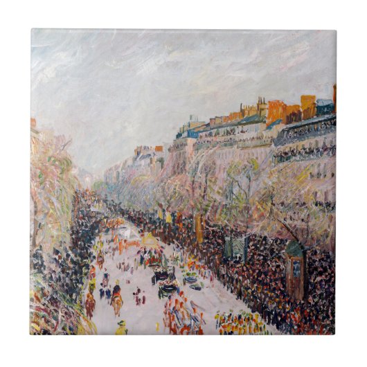 Pissarro - Montmartre, Mardi Gras op de Boulevard Tegeltje (Voorkant)