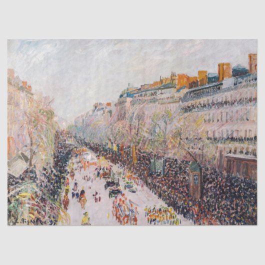 Pissarro - Montmartre, Mardi Gras op de Boulevard Tissuepapier (Voorkant)