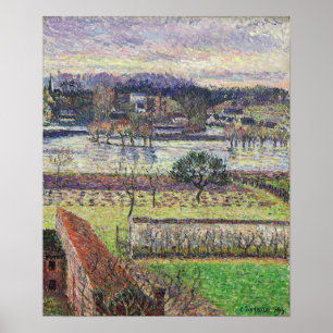 Pissarro - Overstroming Avondeffect Eragny 1893 Poster