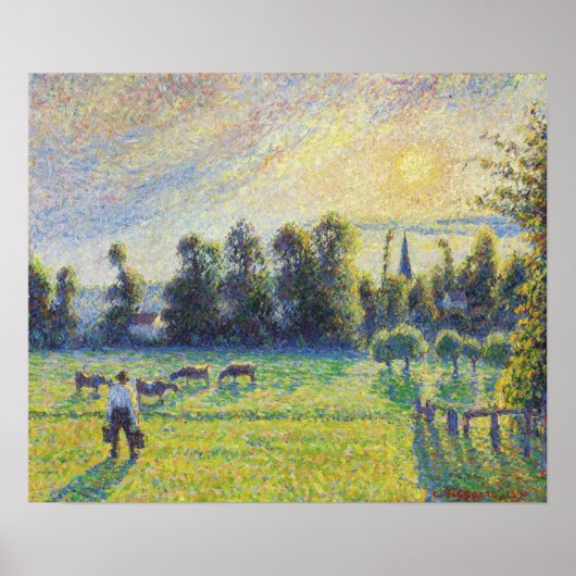 Pissarro - Pasture Sunset Eragny 1890 Poster (Voorkant)