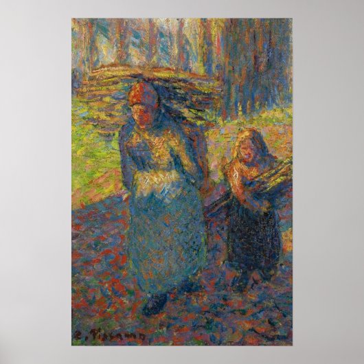 Pissarro - Peasant Women Carrying Bruswood Poster (Voorkant)