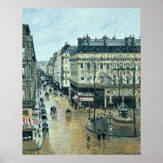 Pissarro - Rue Saint-Honore Middag Regeneffect Poster (Voorkant)
