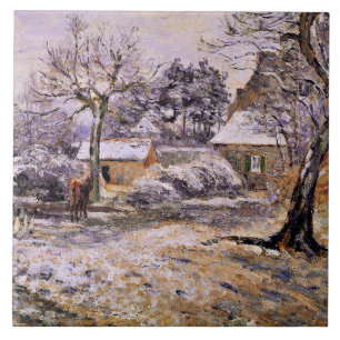Pissarro - sneeuw op Montfoucault Tegeltje