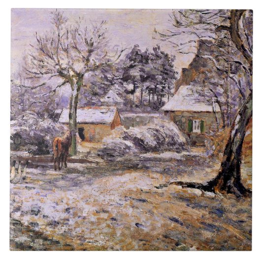 Pissarro - sneeuw op Montfoucault Tegeltje (Voorkant)