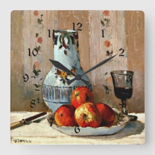 Pissarro - stilstaand leven met appels en Pitcher, Vierkante Klok
