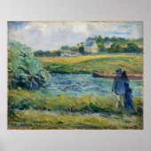 Pissarro - Strollen nabij de waterpas 1877 Poster (Voorkant)