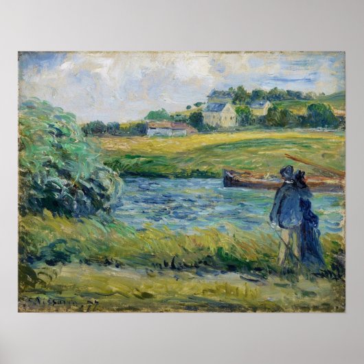 Pissarro - Strollen nabij de waterpas 1877 Poster (Voorkant)