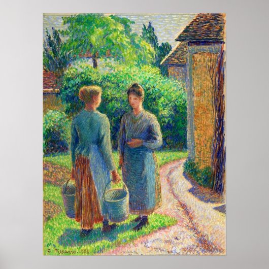 Pissarro - Two Women In A Garden 1888 Poster (Voorkant)