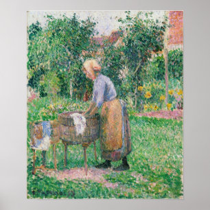 Pissarro - Wasvrouw bij Eragny 1893 Poster