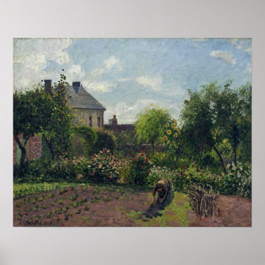 pissarro - werkzaam in de tuin 1898 poster (Voorkant)