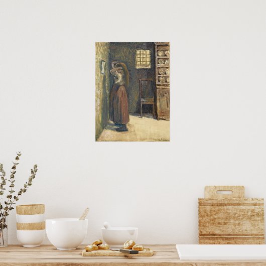 Pissarro - Young peasant Girl at her Toilette 1891 Poster (Keuken)