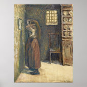 Pissarro - Young peasant Girl at her Toilette 1891 Poster (Voorkant)