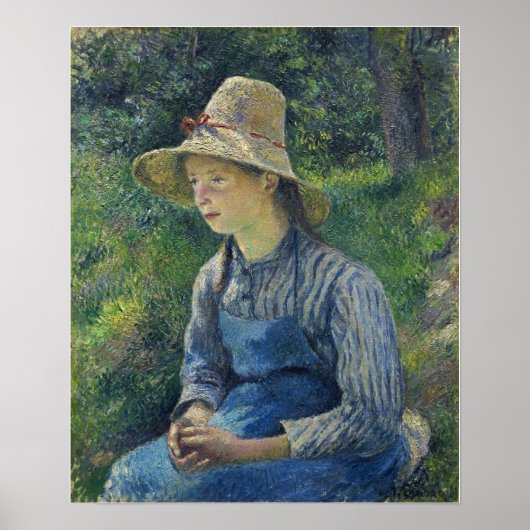 Pissarro - Young Peasant Girl Wearing a Pet 1881 Poster (Voorkant)