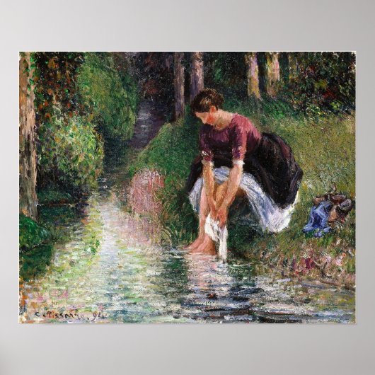Pissarro - Young Woman Bathing Her Feet 1894 Poster (Voorkant)