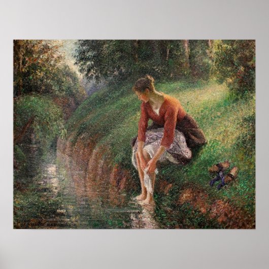 Pissarro - Young Woman Bathing Her Feet 1895 Poster (Voorkant)