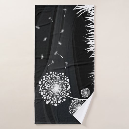 Pissenlit zwart-wit badhanddoek (Badhanddoek)