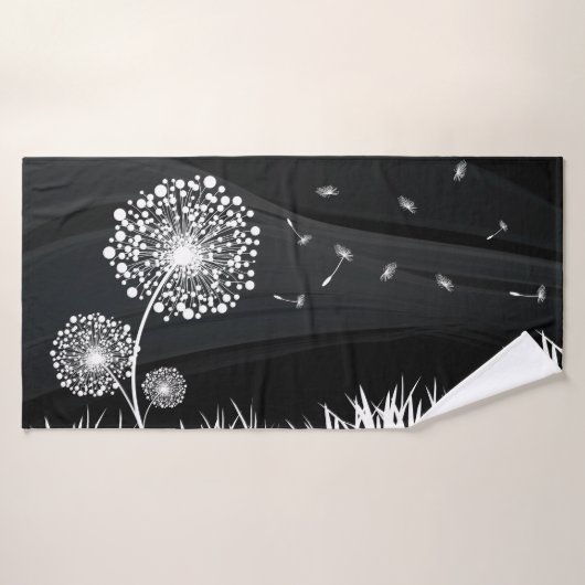 Pissenlit zwart-wit badhanddoek (Badhanddoek)