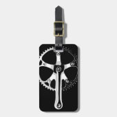 Pista Bicycle Crankset - wit op zwart Bagagelabel (Voorkant verticaal)