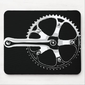 Pista Bicycle Crankset - wit op zwart Muismat
