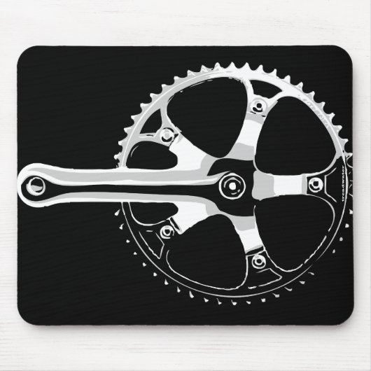 Pista Bicycle Crankset - wit op zwart Muismat (Voorkant)
