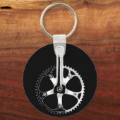 Pista Bicycle Crankset - wit op zwart Sleutelhanger (Voorkant)
