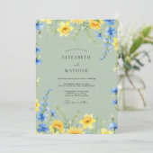 Pistache Azure Narcis Eucalyptus Bruiloft Kaart (Staand voorkant)