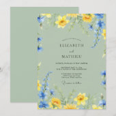 Pistache Azure Narcis Eucalyptus Bruiloft Kaart (Voorkant / Achterkant)