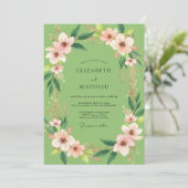Pistache Blush Bloesem Bruiloft Kaart (Staand voorkant)