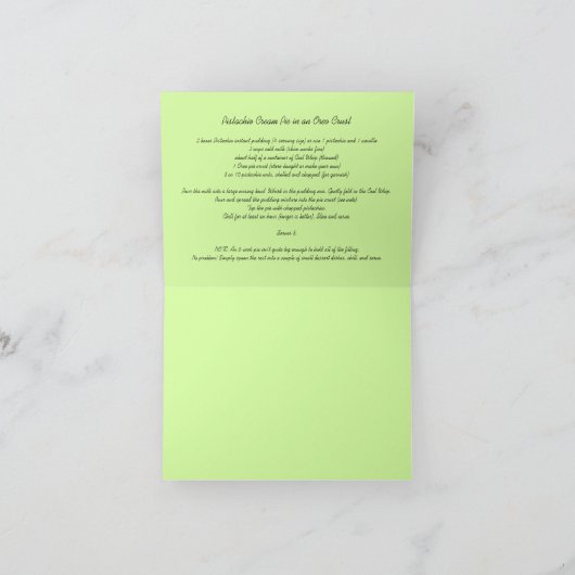 Pistache Cream Pie Recept op een Note Kaart (Binnen)